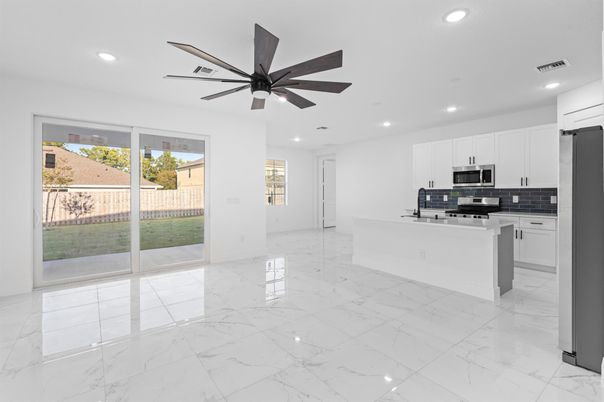 Interior, Kitchen, Marble, Recessed Lighting, Stainless Steel Appliances