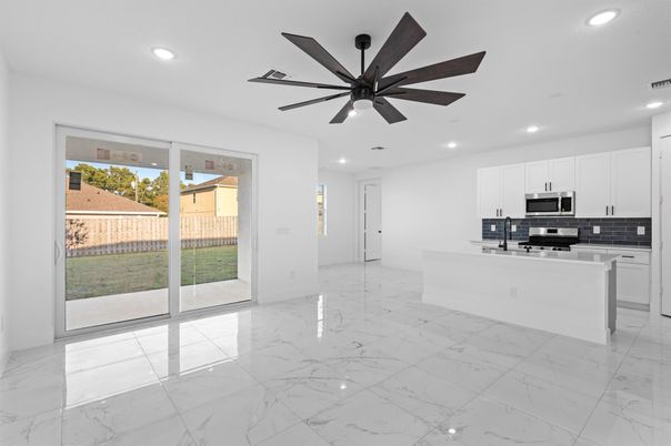 Interior, Kitchen, Marble, Recessed Lighting, Stainless Steel Appliances