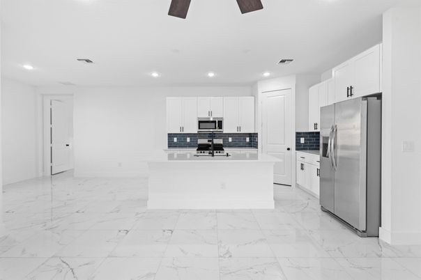Interior, Kitchen, Marble, Recessed Lighting, Stainless Steel Appliances