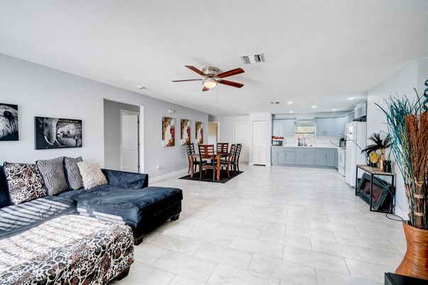 Dining room, Interior, Kitchen, Living room, Recessed Lighting