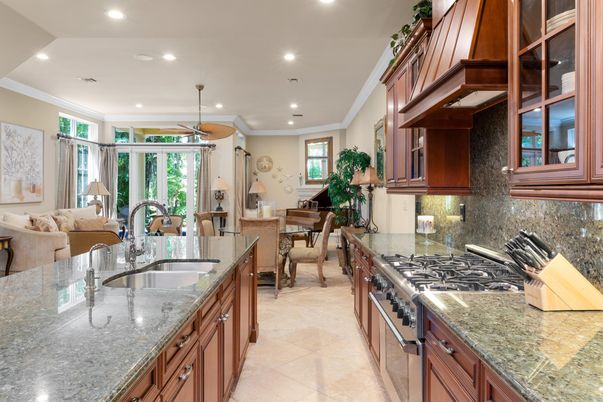 Dining room, Interior, Kitchen, Living room, Recessed Lighting, Stainless Steel Appliances