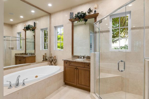 Bathroom, Glass Shower, Interior, Recessed Lighting