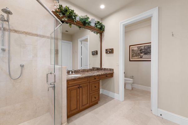 Bathroom, Glass Shower, Interior, Recessed Lighting