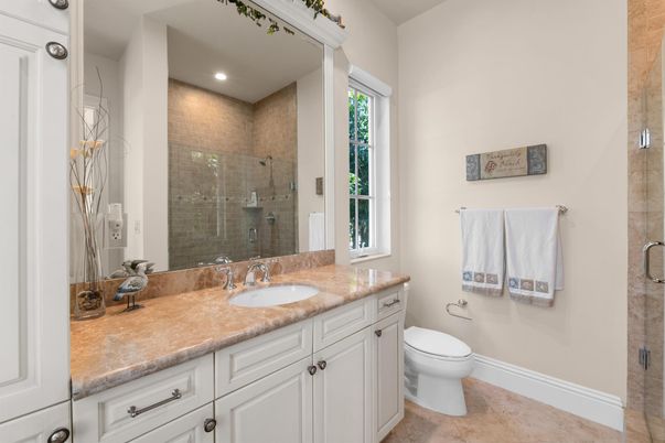Bathroom, Dual Sink Vanities, Glass Shower, Interior, Recessed Lighting