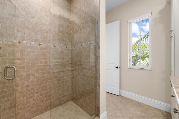 Bathroom, Glass Shower, Interior, Stone Walls