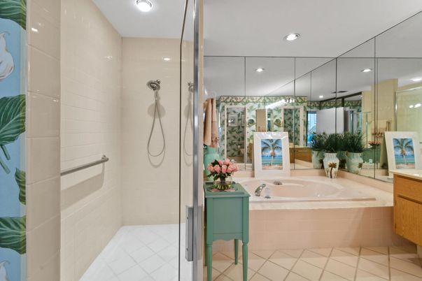 Bathroom, Glass Shower, Interior, Recessed Lighting