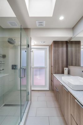 Bathroom, Dual Sink Vanities, Glass Shower, Interior, Recessed Lighting