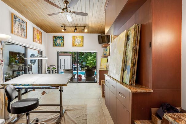Billiard Table, Game Room, Interior, Wooden Ceilings