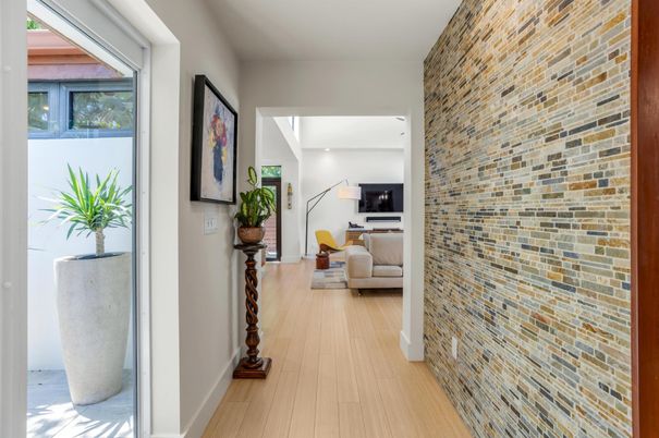 Interior, Stone Walls, Wood Texture Flooring