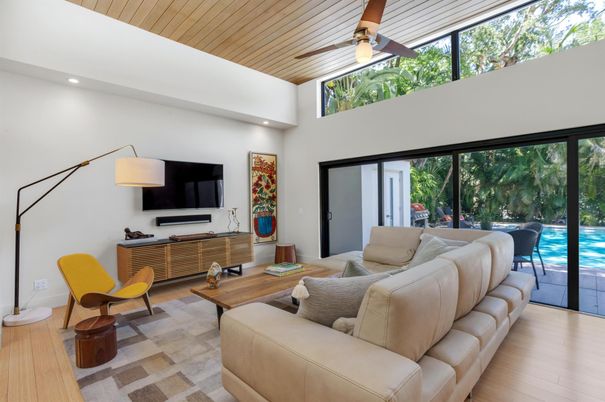 Interior, Living room, Recessed Lighting, Wooden Ceilings, Wood Texture Flooring