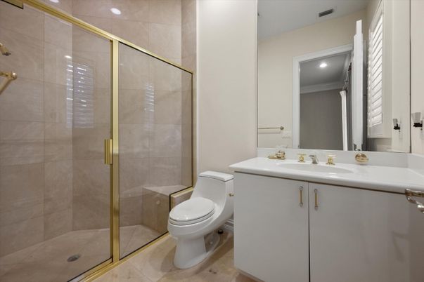 Bathroom, Glass Shower, Interior, Recessed Lighting