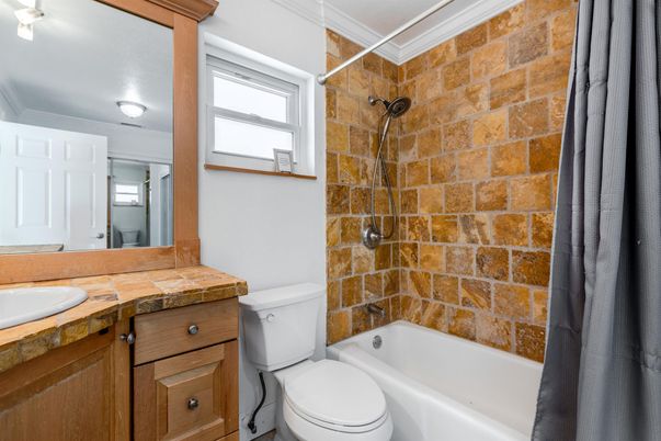 Bathroom, Interior, Stone Walls, Tile Countertops