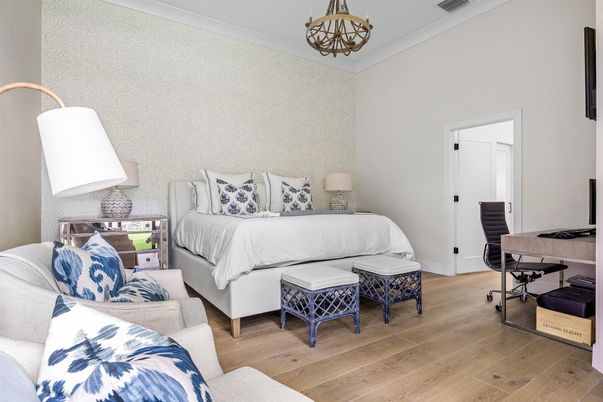 Bedroom, Chandelier, Interior, Wood Texture Flooring