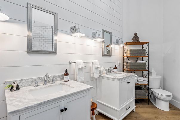 Bathroom, Dual Sink Vanities, Interior, Wood Texture Flooring