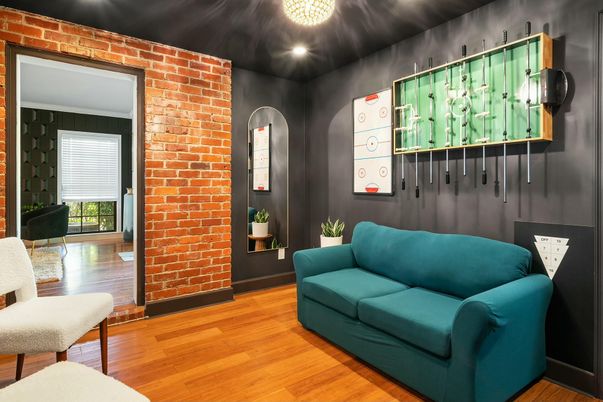 Interior, Stone Walls, Wood Texture Flooring