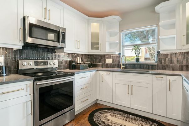 Interior, Kitchen, Stainless Steel Appliances, Wood Texture Flooring