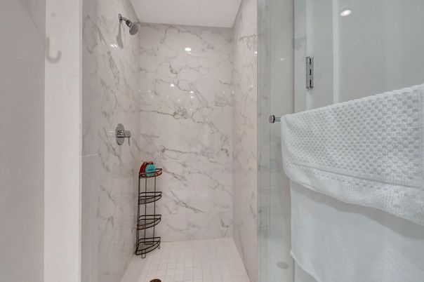 Bathroom, Interior, Marble Walls, Recessed Lighting