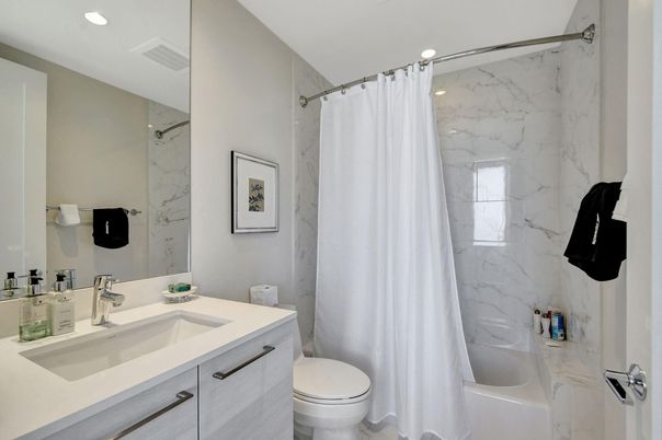 Bathroom, Interior, Marble Walls, Recessed Lighting