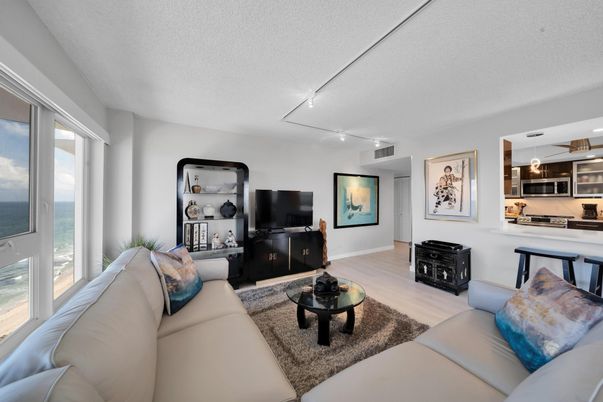 Interior, Kitchen, Living room, Stainless Steel Appliances, Water, Wood Texture Flooring