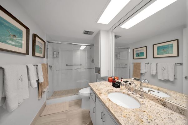 Bathroom, Dual Sink Vanities, Glass Shower, Interior