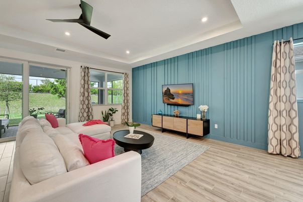 Interior, Living room, Recessed Lighting, Wood Texture Flooring