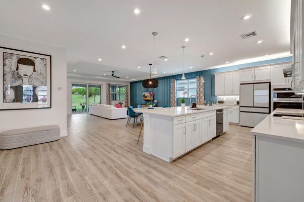Interior, Kitchen, Living room, Pendant Lights, Recessed Lighting, Stainless Steel Appliances, Wood Texture Flooring