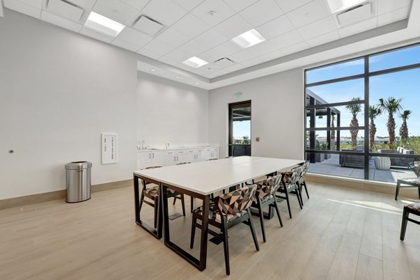 Dining room, Interior, Recessed Lighting, Wood Texture Flooring