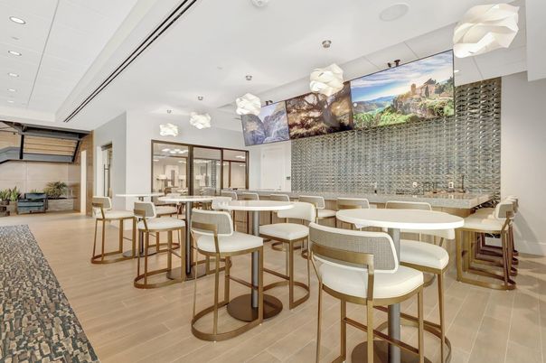 Dining room, Interior, Pendant Lights, Recessed Lighting, Wood Texture Flooring
