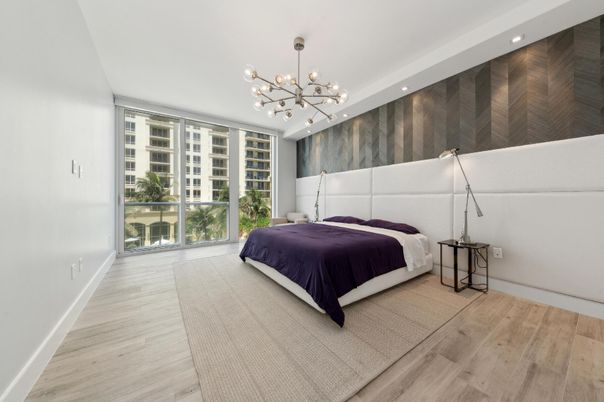 Bedroom, Interior, Pendant Lights, Recessed Lighting, Wood Texture Flooring