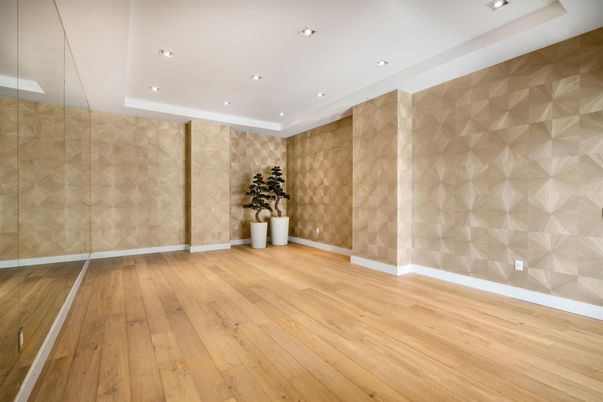 Empty room, Interior, Recessed Lighting, Wood Texture Flooring