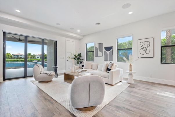 Interior, Living room, Recessed Lighting, Wood Texture Flooring