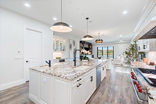Interior, Kitchen, Living room, Pendant Lights, Recessed Lighting, Stainless Steel Appliances, Wood Texture Flooring