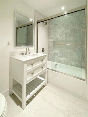 Bathroom, Glass Shower, Interior, Recessed Lighting