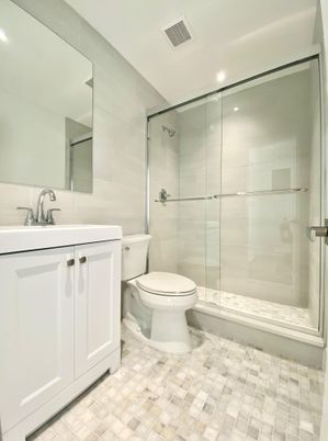 Bathroom, Glass Shower, Interior, Recessed Lighting