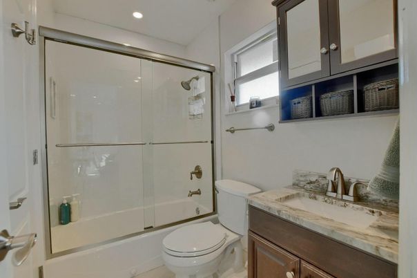 Bathroom, Glass Shower, Interior, Recessed Lighting