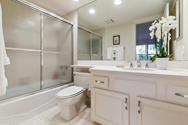 Bathroom, Glass Shower, Interior, Recessed Lighting