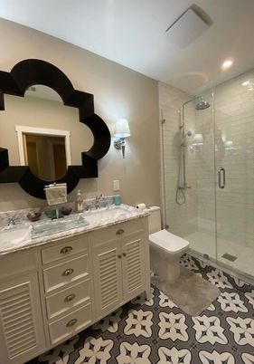 Bathroom, Dual Sink Vanities, Glass Shower, Interior, Recessed Lighting