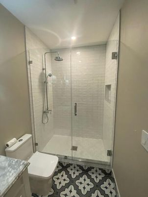 Bathroom, Glass Shower, Interior, Recessed Lighting