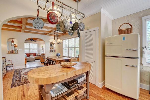 Chandelier, Dining room, Interior, Kitchen, Living room, Wooden Beams, Wood Texture Flooring