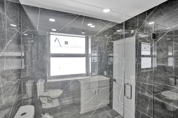Bathroom, Glass Shower, Interior, Recessed Lighting