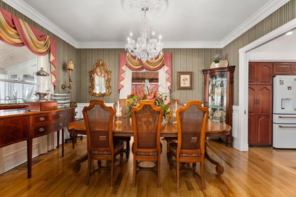 Chandelier, Dining room, Interior, Wood Texture Flooring