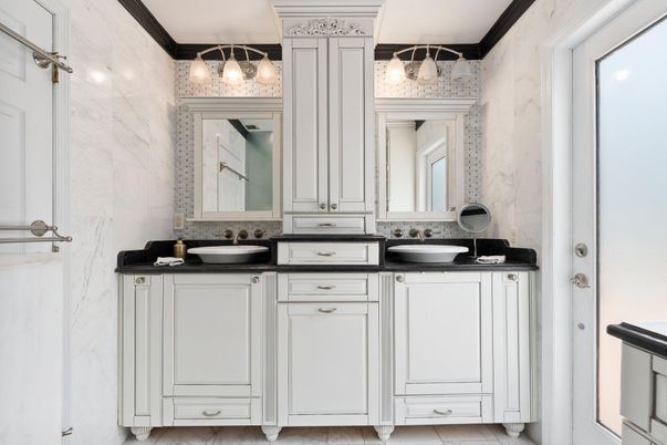 Bathroom, Dual Sink Vanities, Interior, Marble Walls
