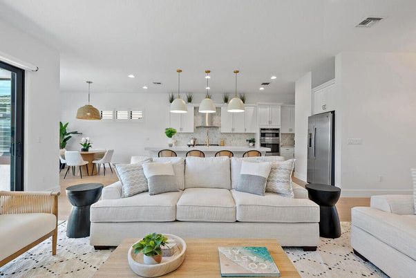 Dining room, Interior, Kitchen, Living room, Pendant Lights, Recessed Lighting, Stainless Steel Appliances, Wood Texture Flooring