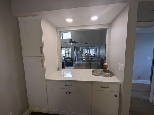 Interior, Kitchen, Recessed Lighting, Wood Texture Flooring