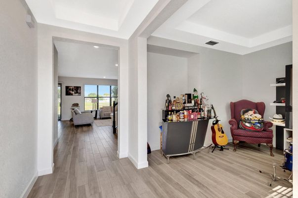 Home Office, Interior, Recessed Lighting, Wood Texture Flooring