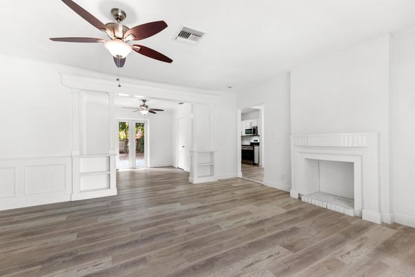 Empty room, Fireplace, Interior, Wood Texture Flooring