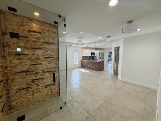 Bathroom, Glass Shower, Interior, Recessed Lighting, Wooden Walls