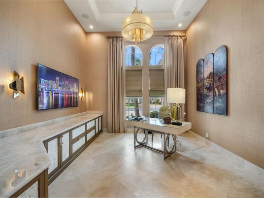 Chandelier, Home Office, Interior, Recessed Lighting
