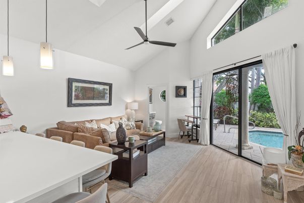 Dining room, Interior, Living room, Pendant Lights, Wood Texture Flooring
