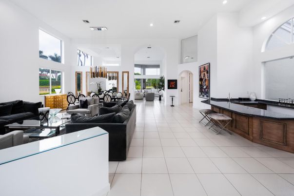 Dining room, Fireplace, Interior, Living room, Pendant Lights, Recessed Lighting